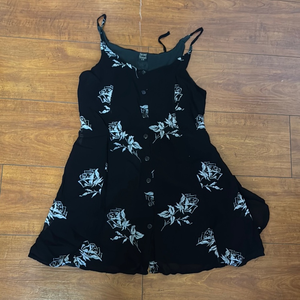 Black Floral Button-Up Dress